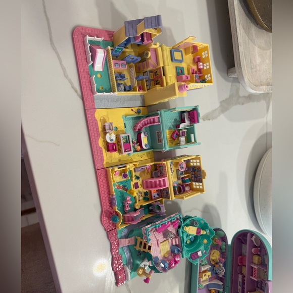 Vintage 90s Polly Pockets lot tree house nursery school cafe toy playset baby